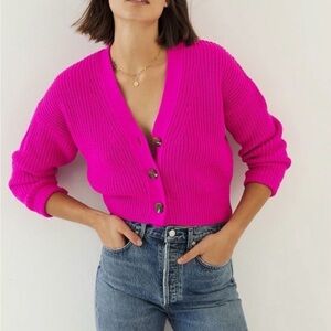 Anthropologie by Maeve Fuchsia Magenta Cardigan Sweater XS